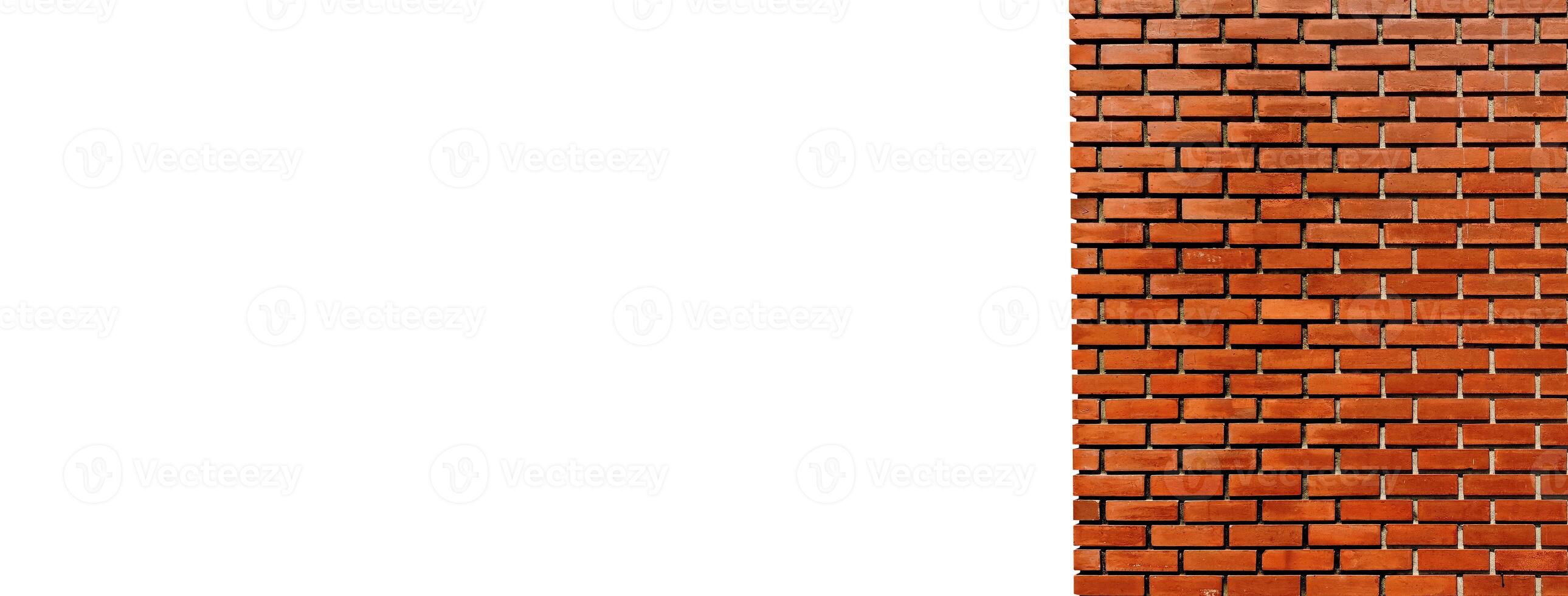 Red brick wall corner, isolated on white background. photo