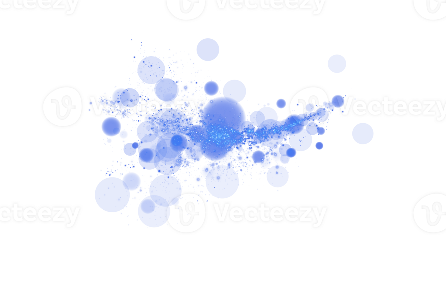 A Beautiful Blue Bokeh Effect Featuring Glowing Orbs and Soft Sparkles Set Against a Transparent Background png