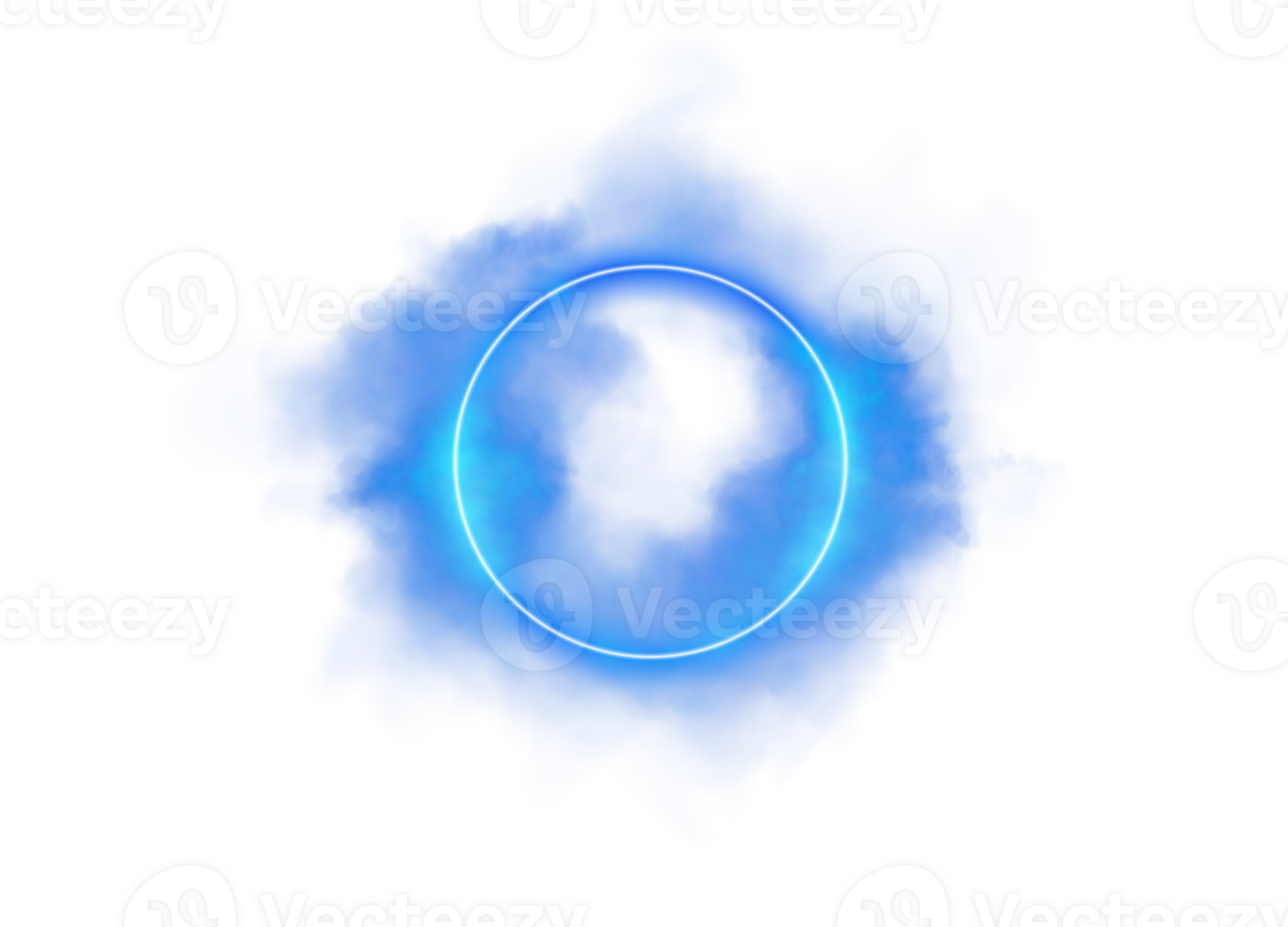 A Glowing Blue Circle with Cloud Effects on a Transparent Background creates an impressive visual display, emphasizing illumination and minimalist design for creative projects png