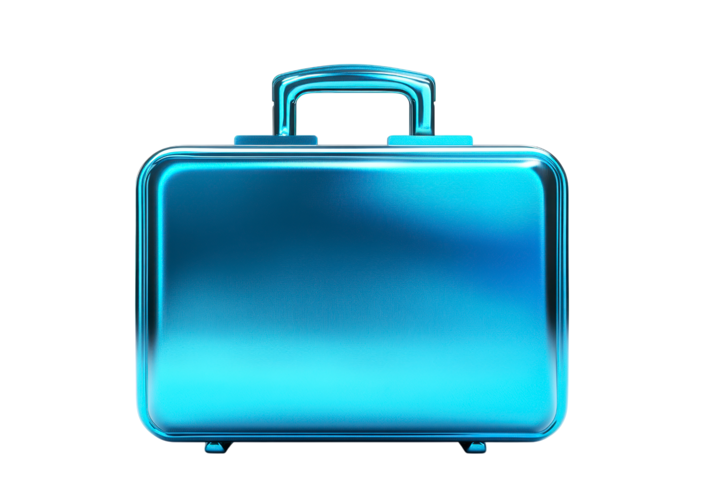 Bright blue hard-shell suitcase with a handle isolated on transparent background png