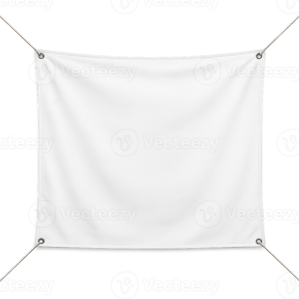 Blank White Banner Displayed for Promotional Use in Outdoor or Indoor Setting png
