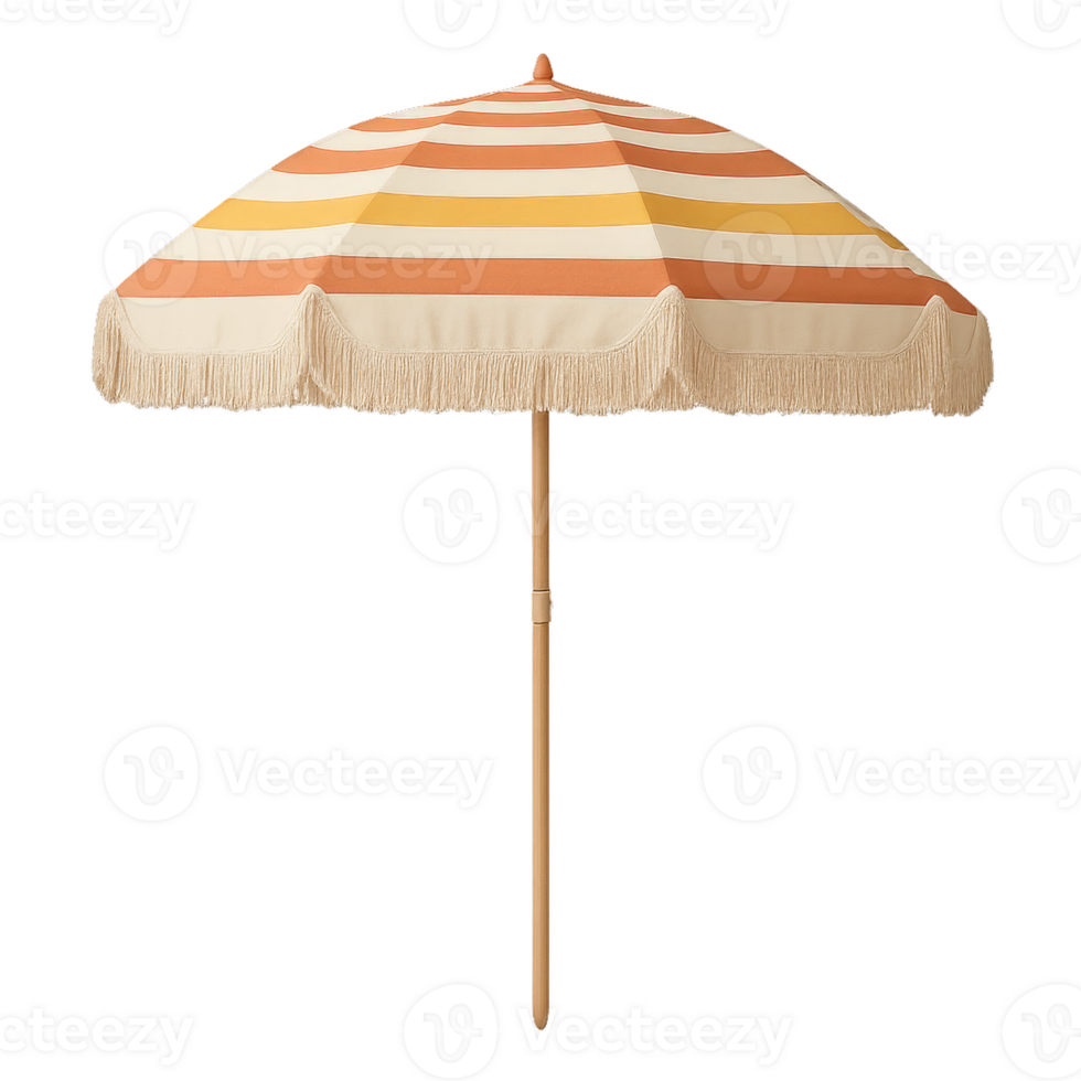 Colorful Striped Beach Umbrella Provides Shade for Summer Relaxation by the Ocean png