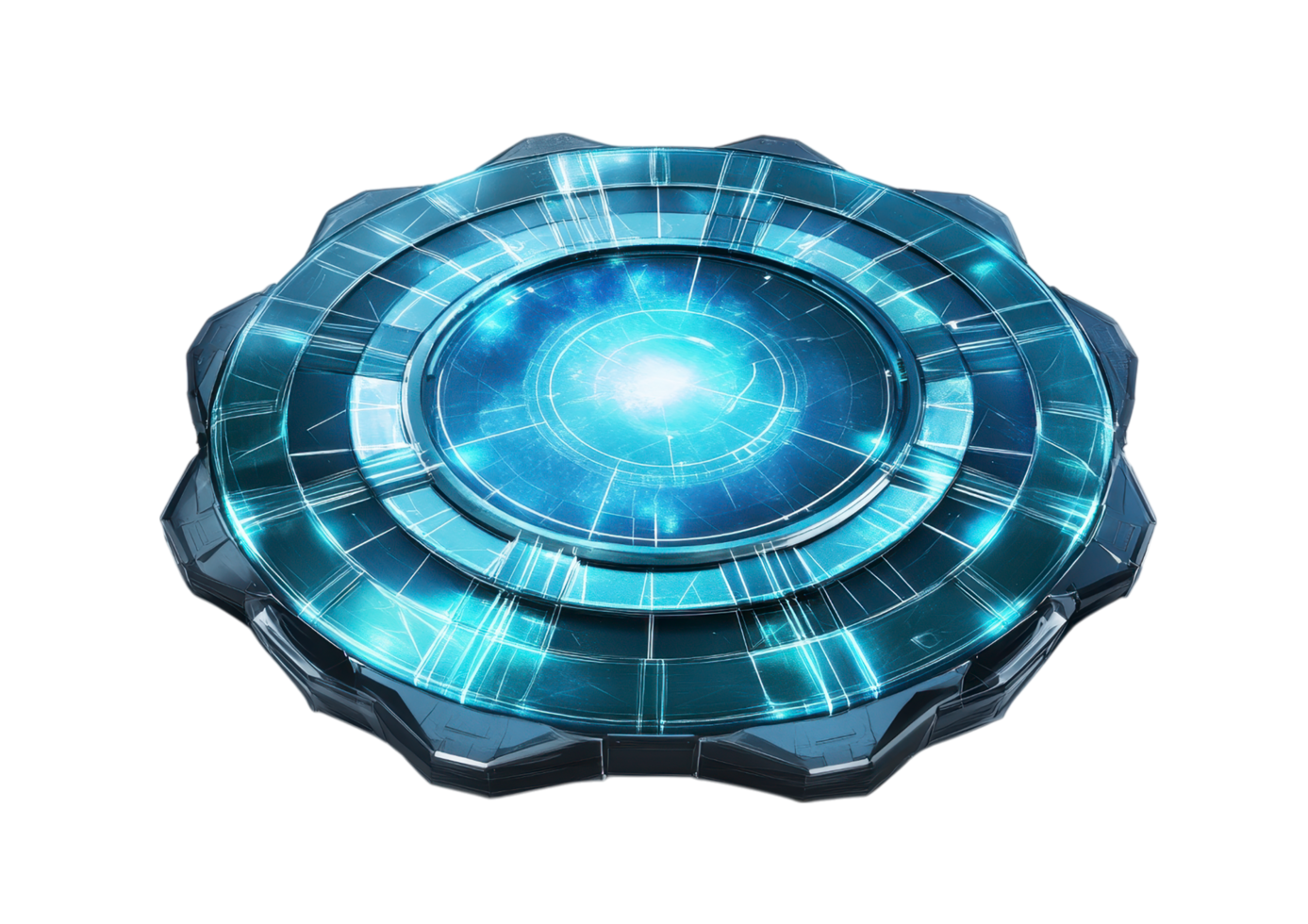 Blue holographic sci-fi interface with glowing details isolated on transparent background png