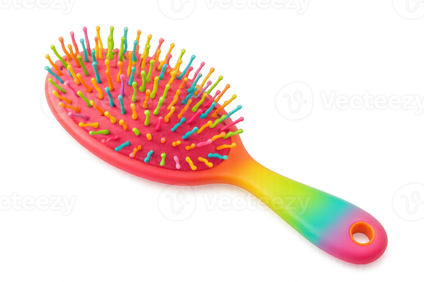 Colorful Hairbrush With Vibrant Bristles for Styling and Detangling png