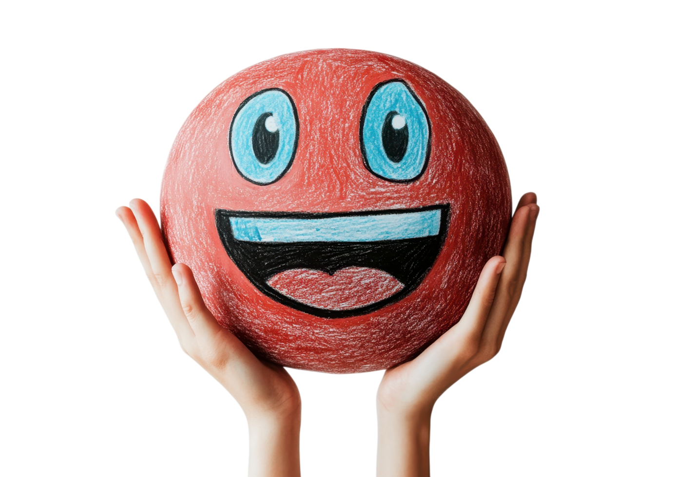 Happy red emoji with hands raised isolated on transparent background png