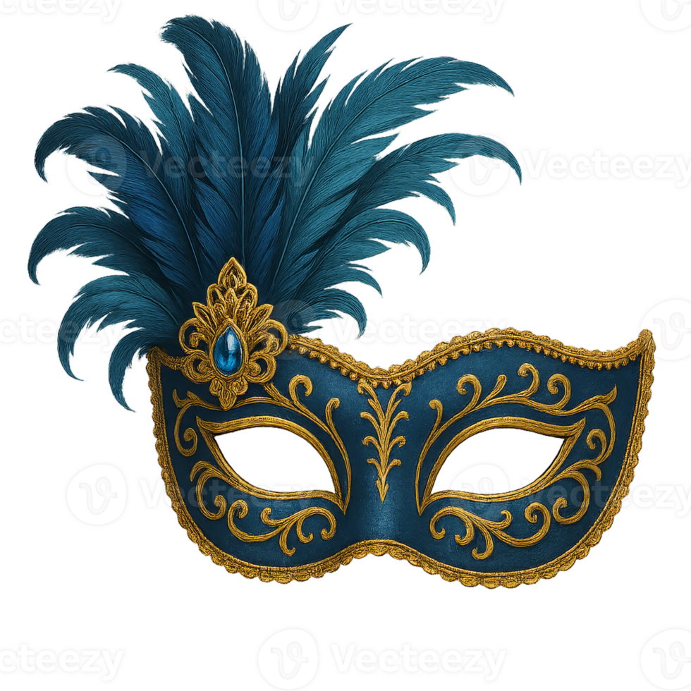 Elegant Masquerade Mask With Feathers and Ornate Detailing for Festive Occasions png