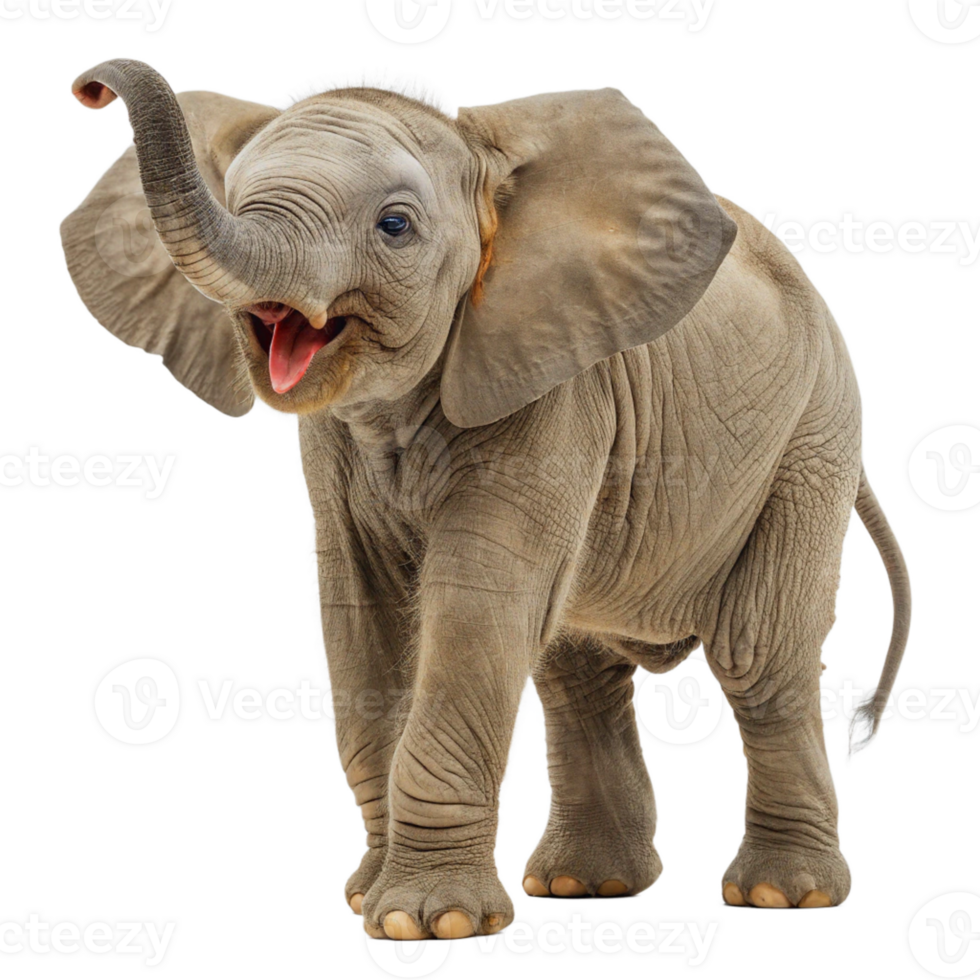 Close-up of baby elephant on transparent background. Side view png