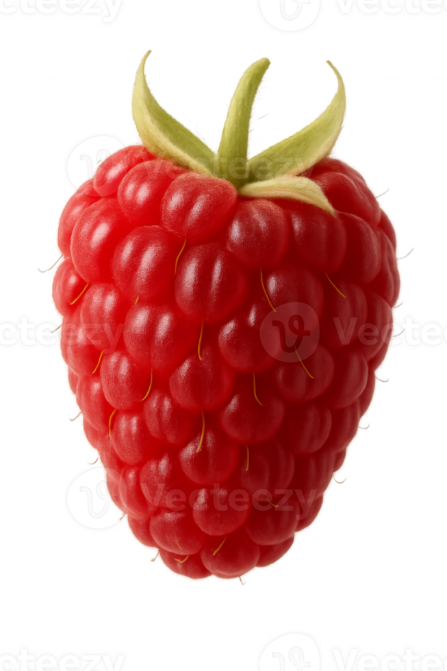 Fresh Red Raspberry Displaying Vibrant Color and Unique Texture Against a Plain Background png