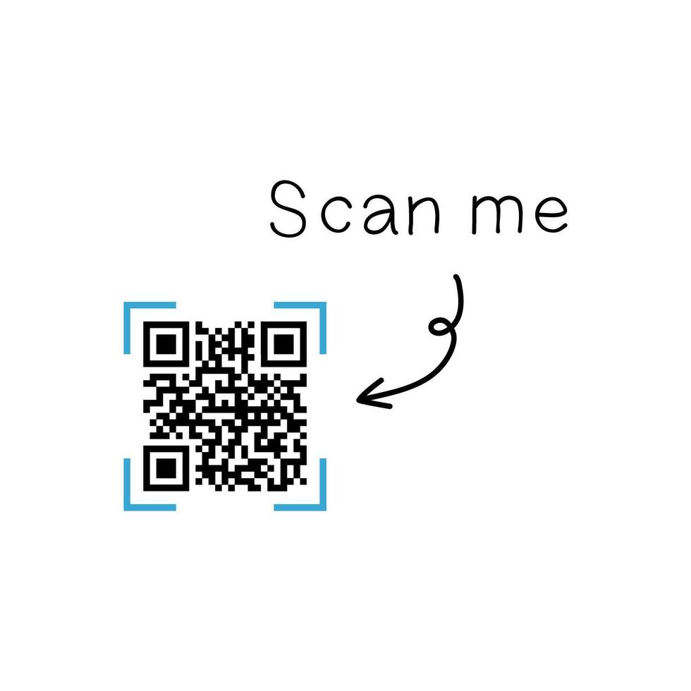 Sample Qr code. scan me isolated on white background. vector