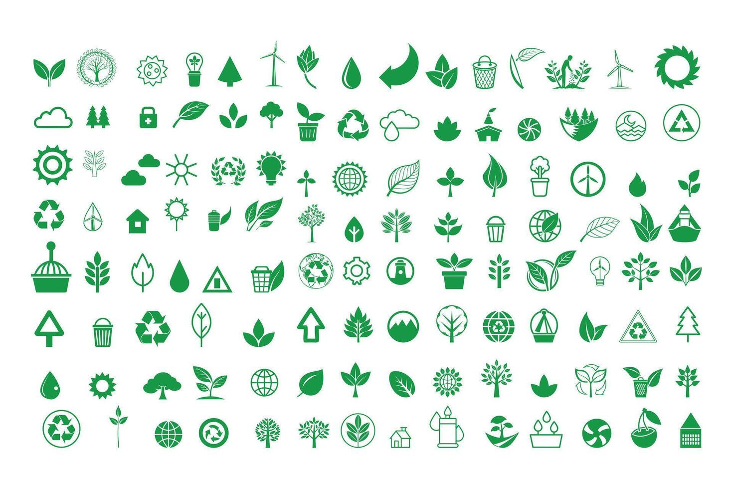 Ecology and Environment Flat Icons Set . vector