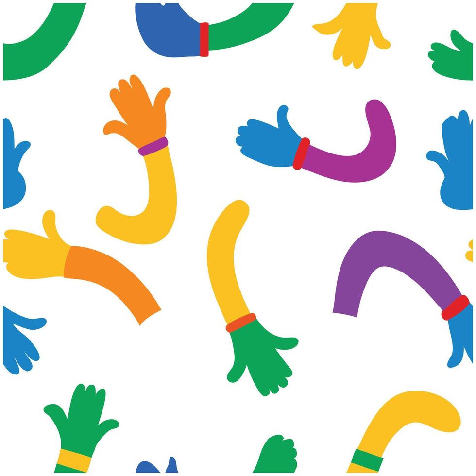 Flexible Hands Seamless Pattern Illustration. vector
