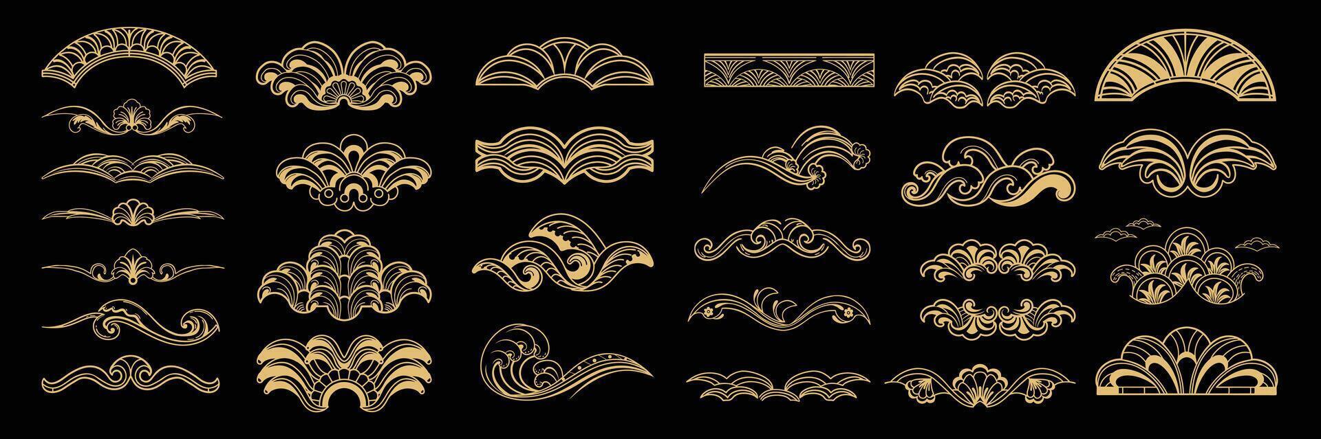 Gold Minimalist Abstract Wave Luxury Japanese Design vector