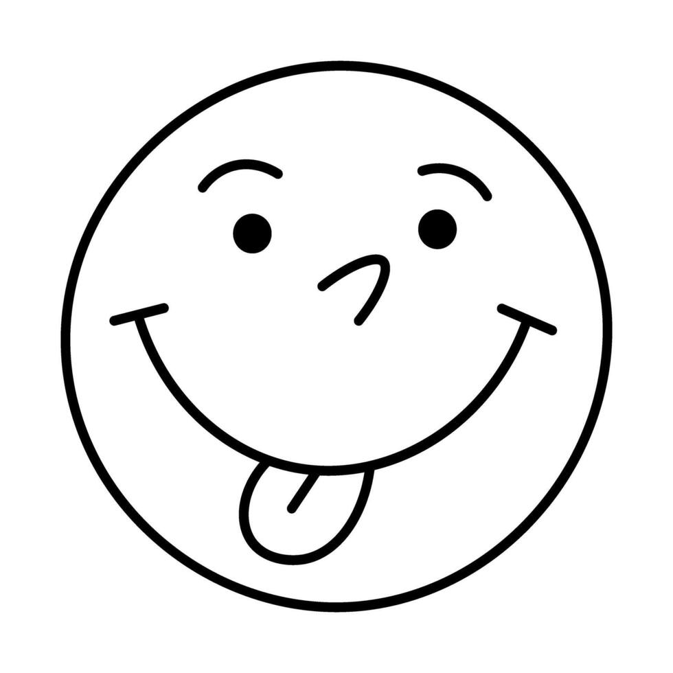 Simple doodle of a face sticking out its tongue vector