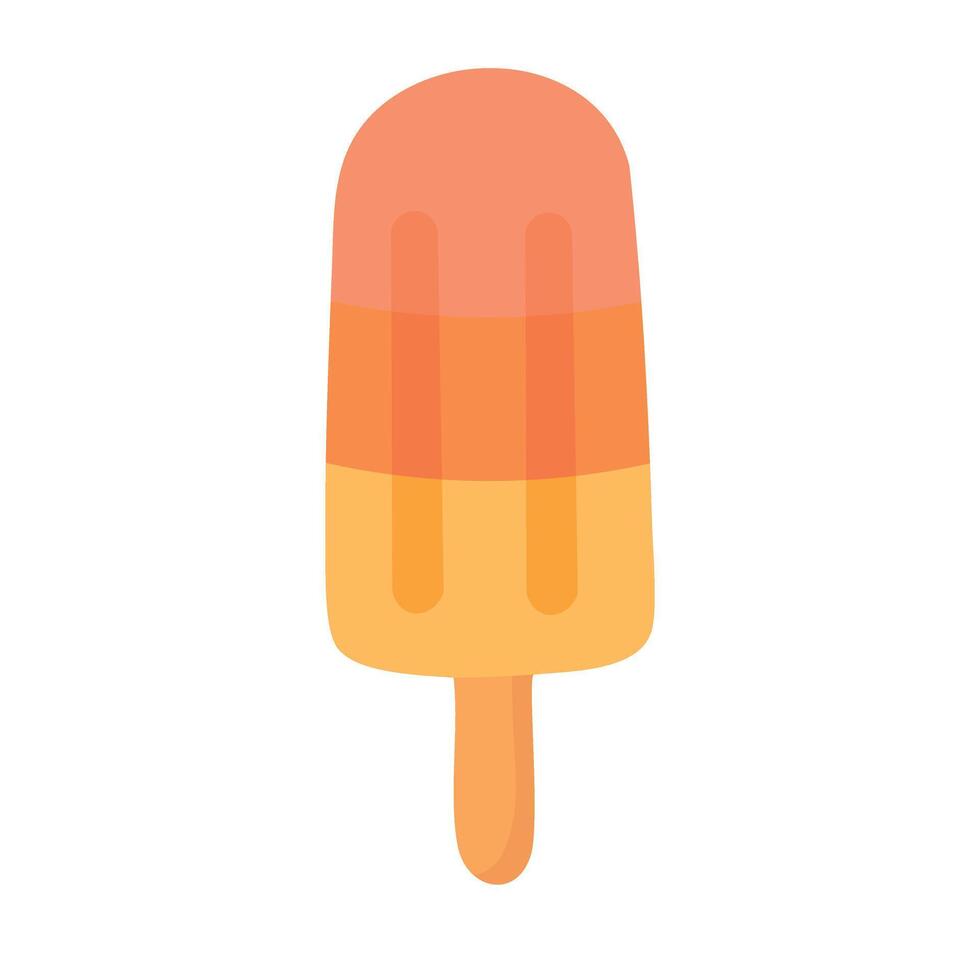 Colorful layered popsicle on wooden stick, perfect for summer clipart and food designs. vector