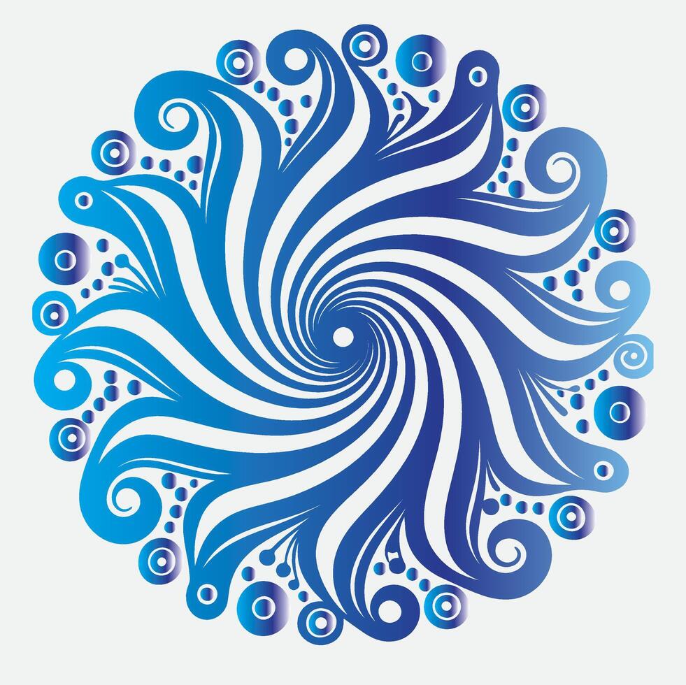 A blue swirl design with a circular shape vector