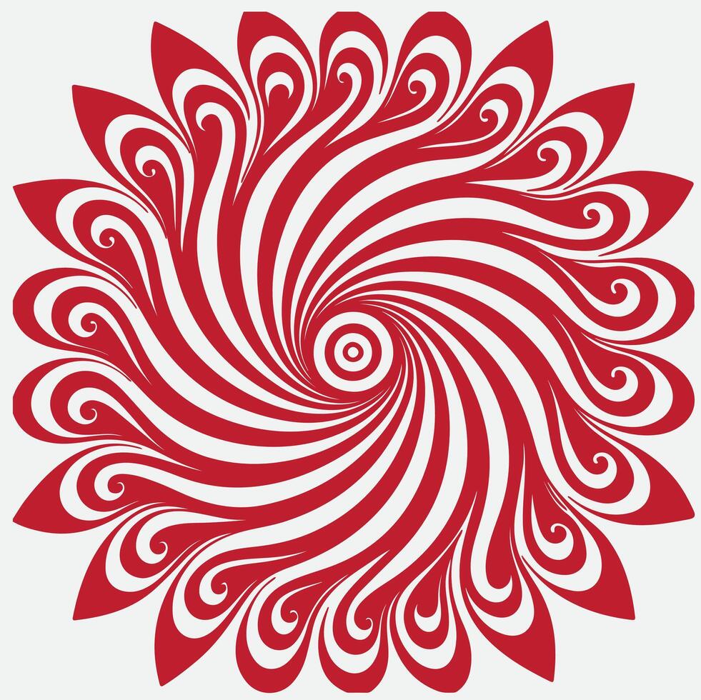 A red and white swirl design in the center of the image vector