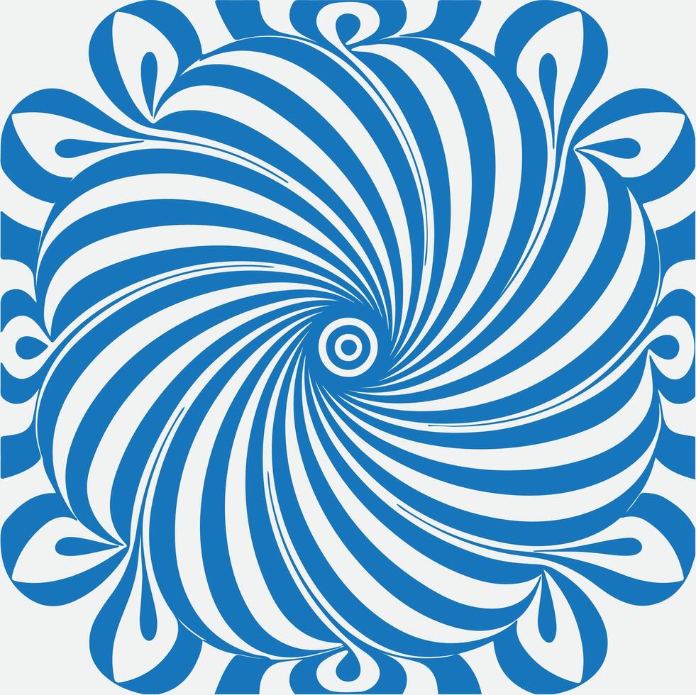 A blue and white spiral design in the center of the image vector