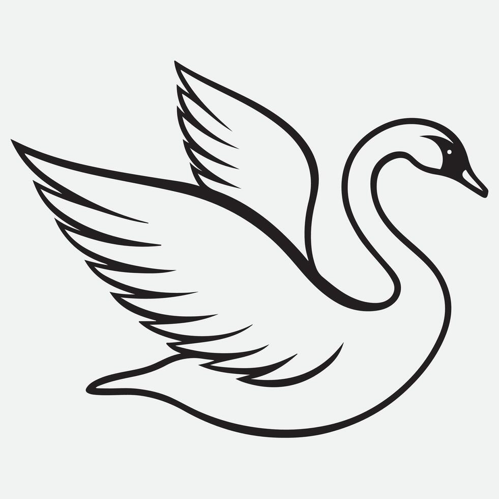 A black and white swan on a white background vector
