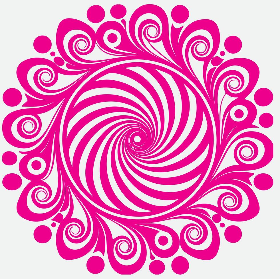 A pink circular design with swirls vector