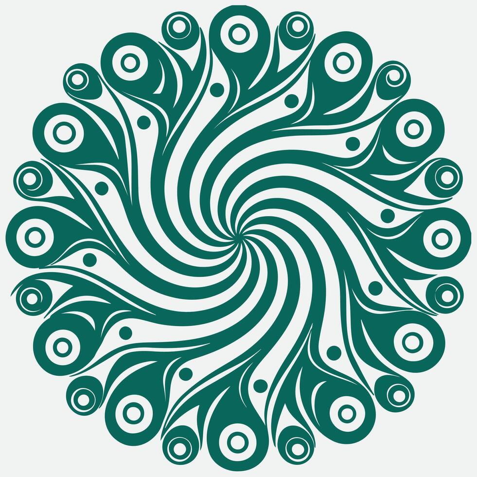 A circular design with green swirls vector