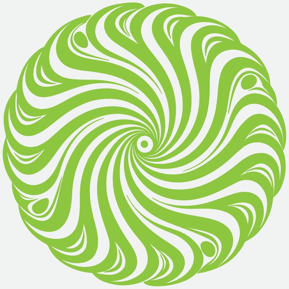 A green and white swirl design in the center of a circle vector