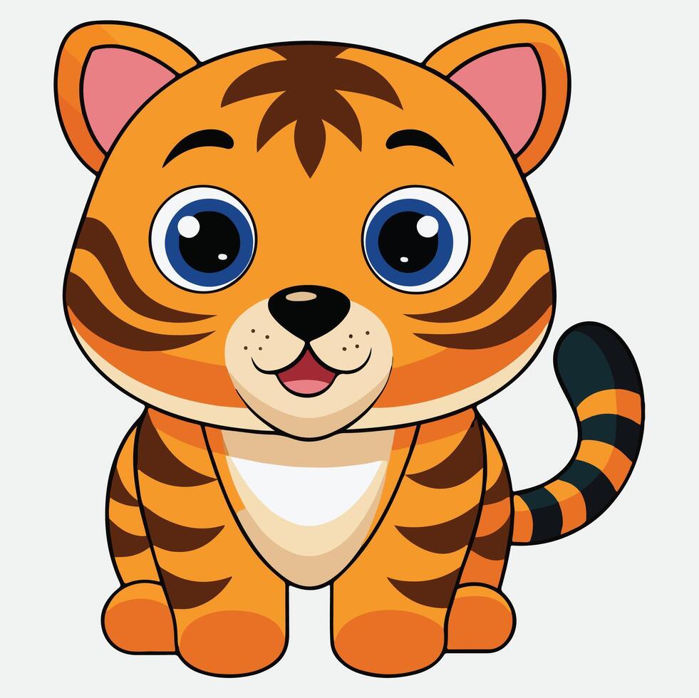 A cartoon tiger with big eyes and a big nose vector