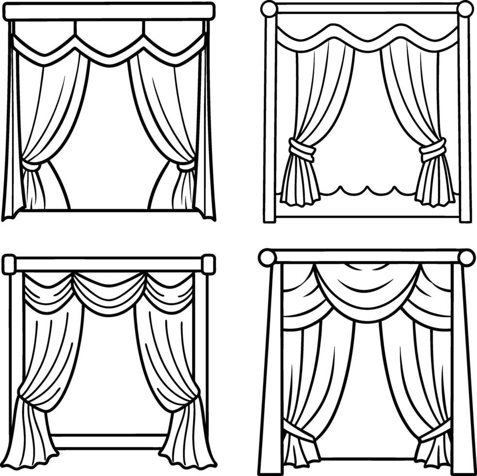 Various styles of curtain designs vector