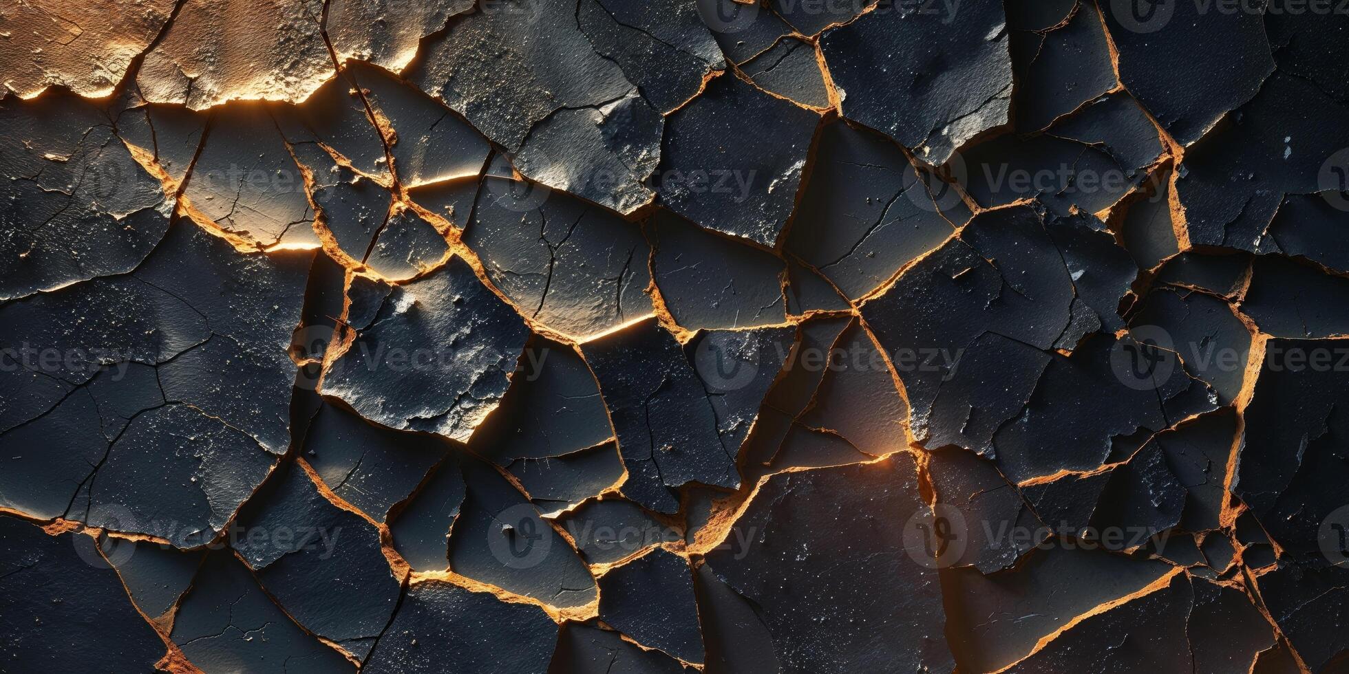 Cracked black and yellow paint on a wall photo