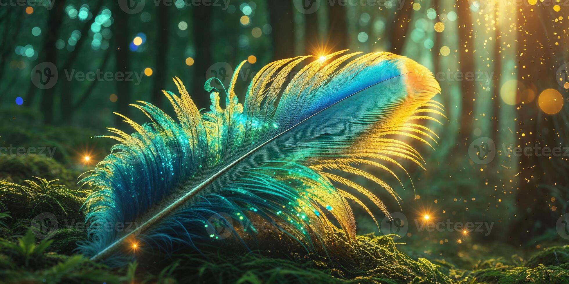 Stunning Colorful Bird Feather in Nature photo