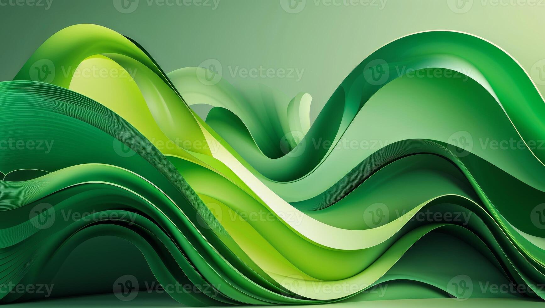 Abstract Green Background With Flowing Lines. photo