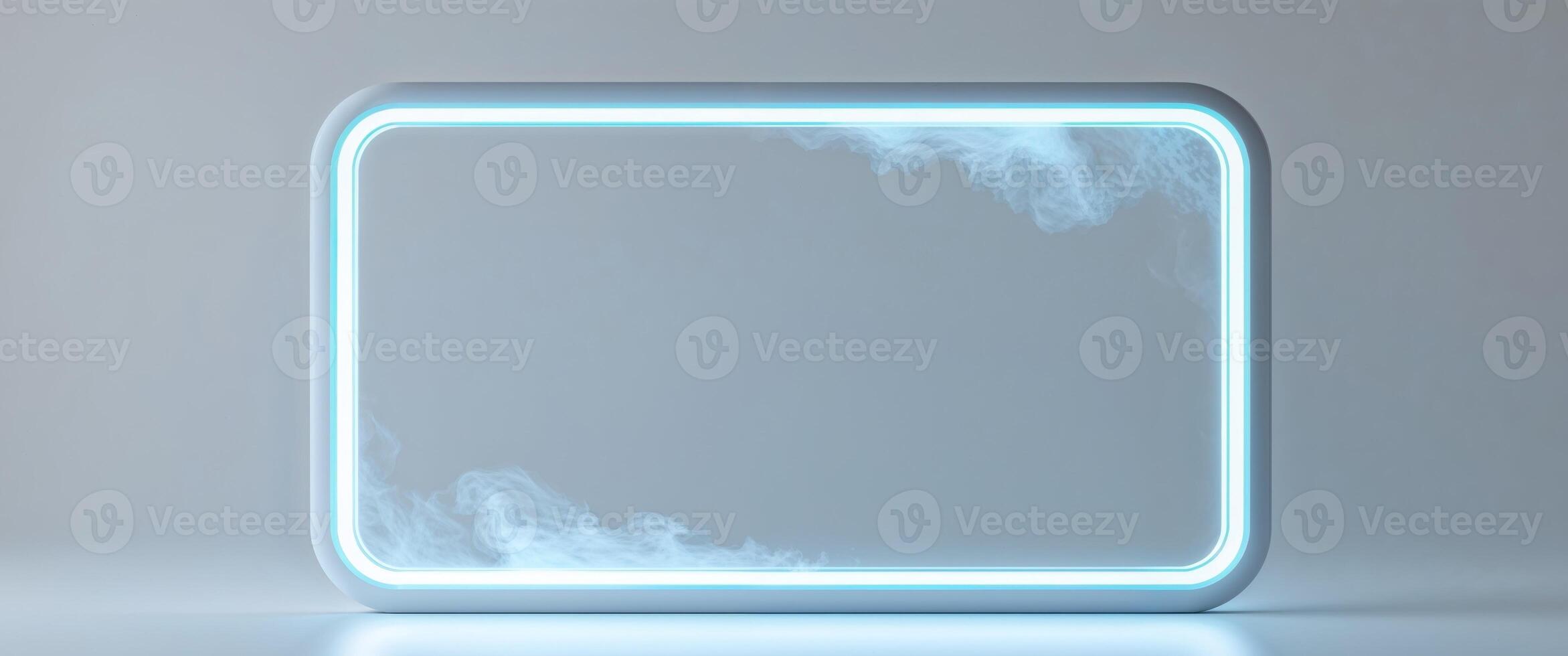 Futuristic Frame with Glowing Blue Edges for Graphic Design and Display photo