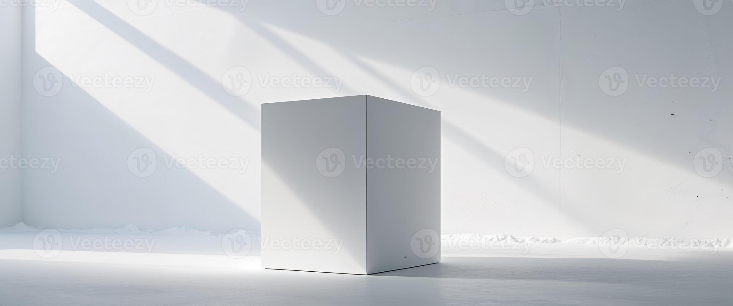 High Definition View of a White Box is Placed on a Wall with a White Box in the Middle photo