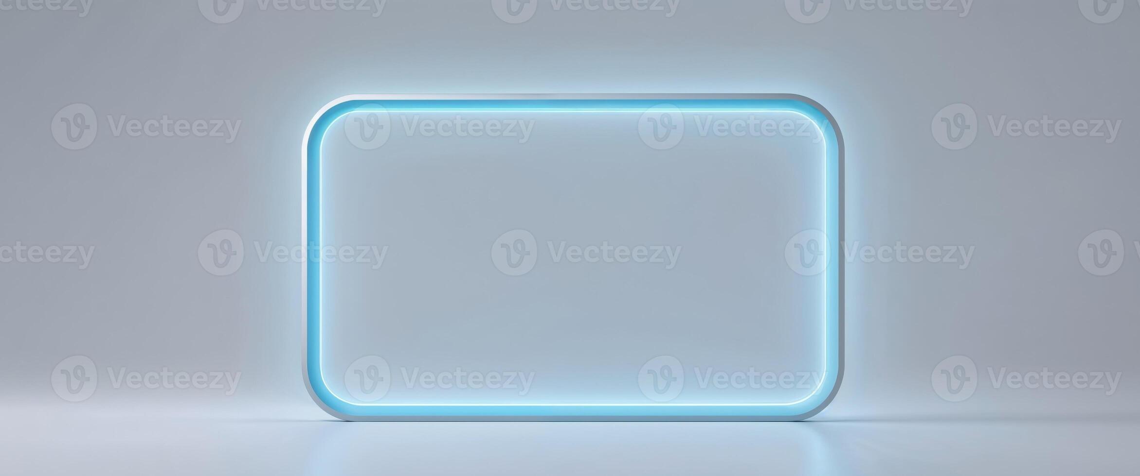 Futuristic Frame with Glowing Blue Edges for Graphic Design and Display. photo