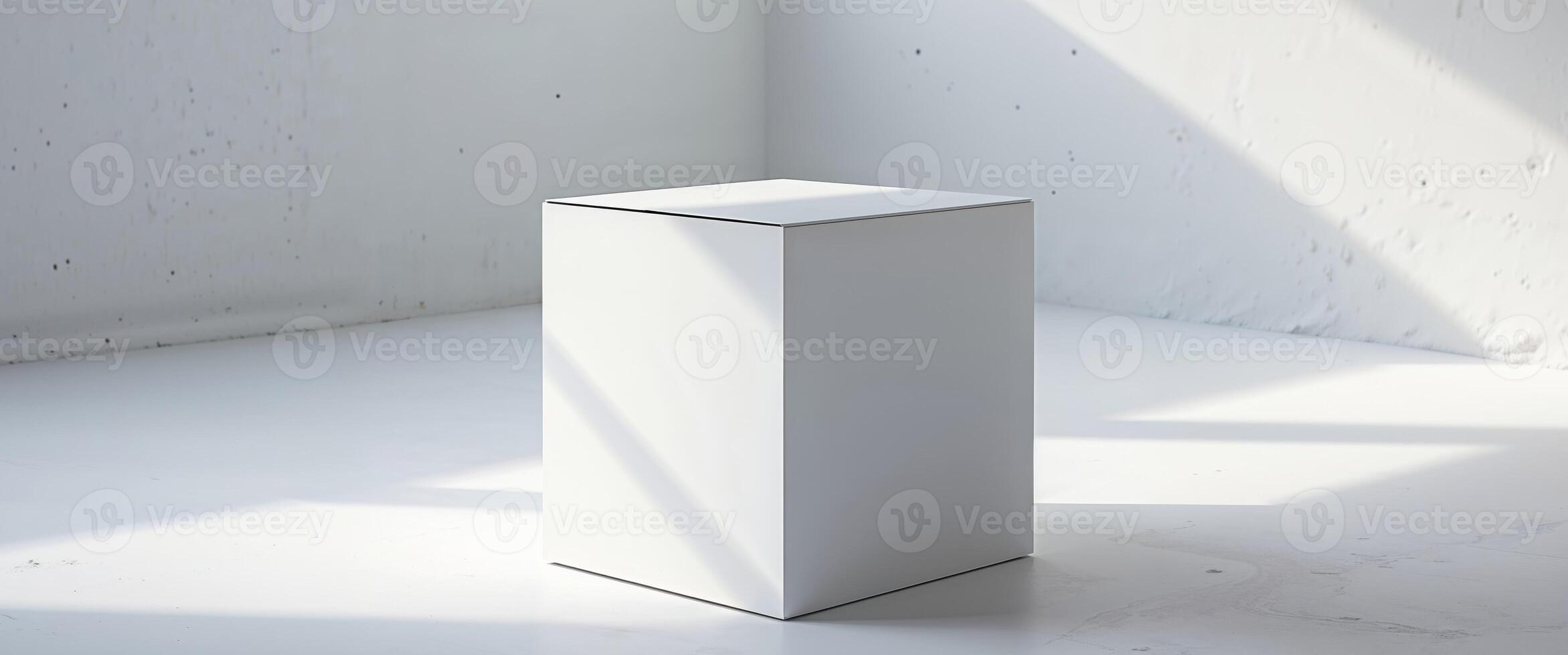 High Definition View of a White Box is Placed on a Wall with a White Box in the Middle. photo