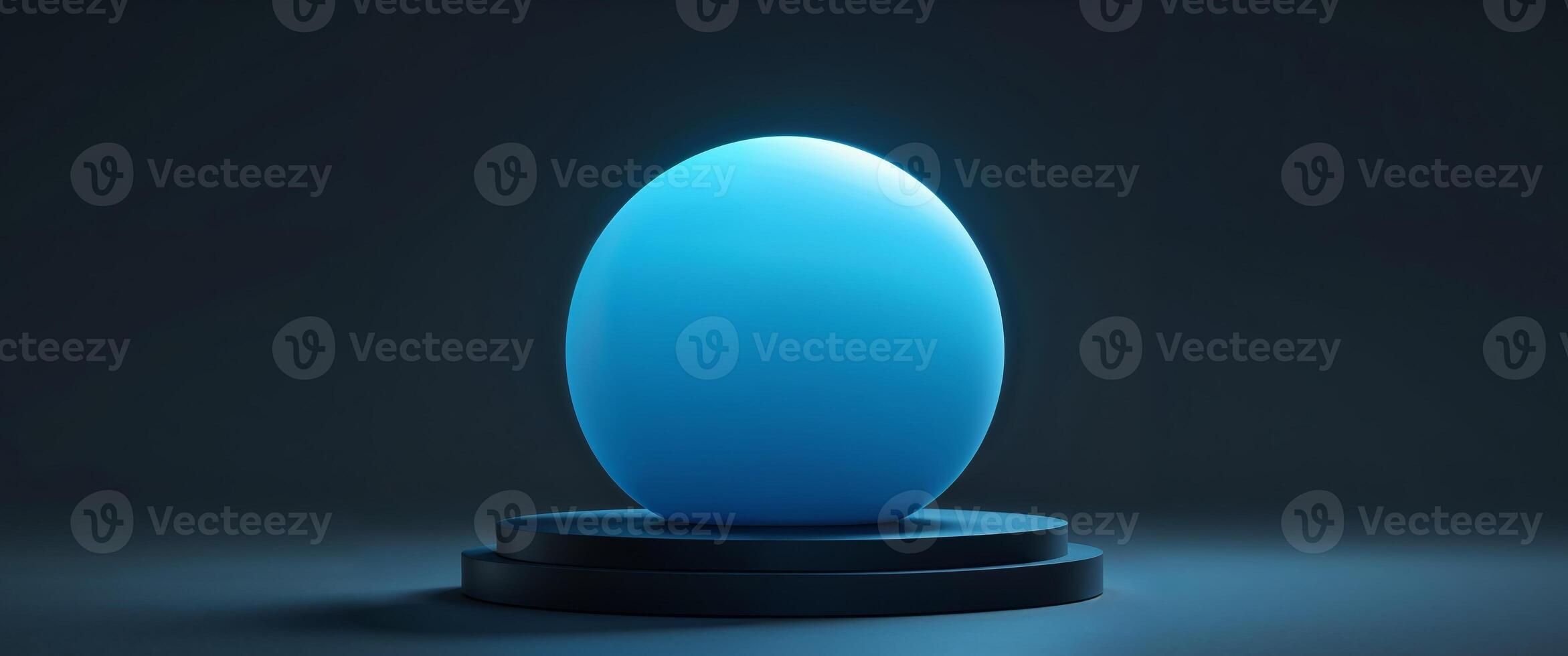 Glowing Blue Orb Rests On Dark Circular Base photo