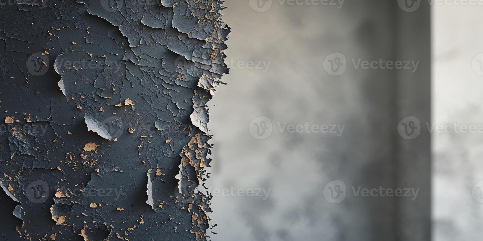 Intricate textural landscape of a weathered and peeling dark surface photo