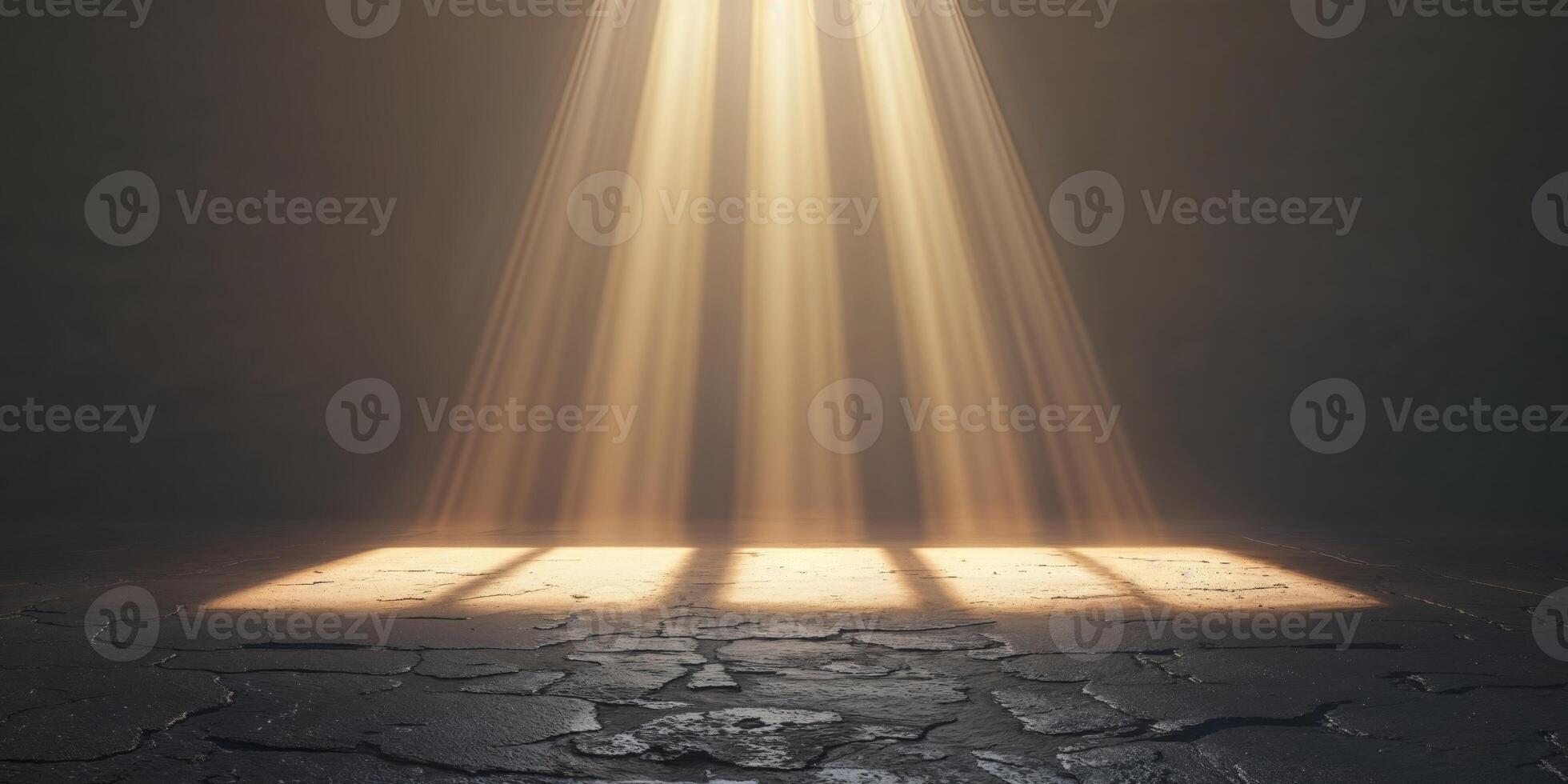 A light shining through a window in a dark room photo