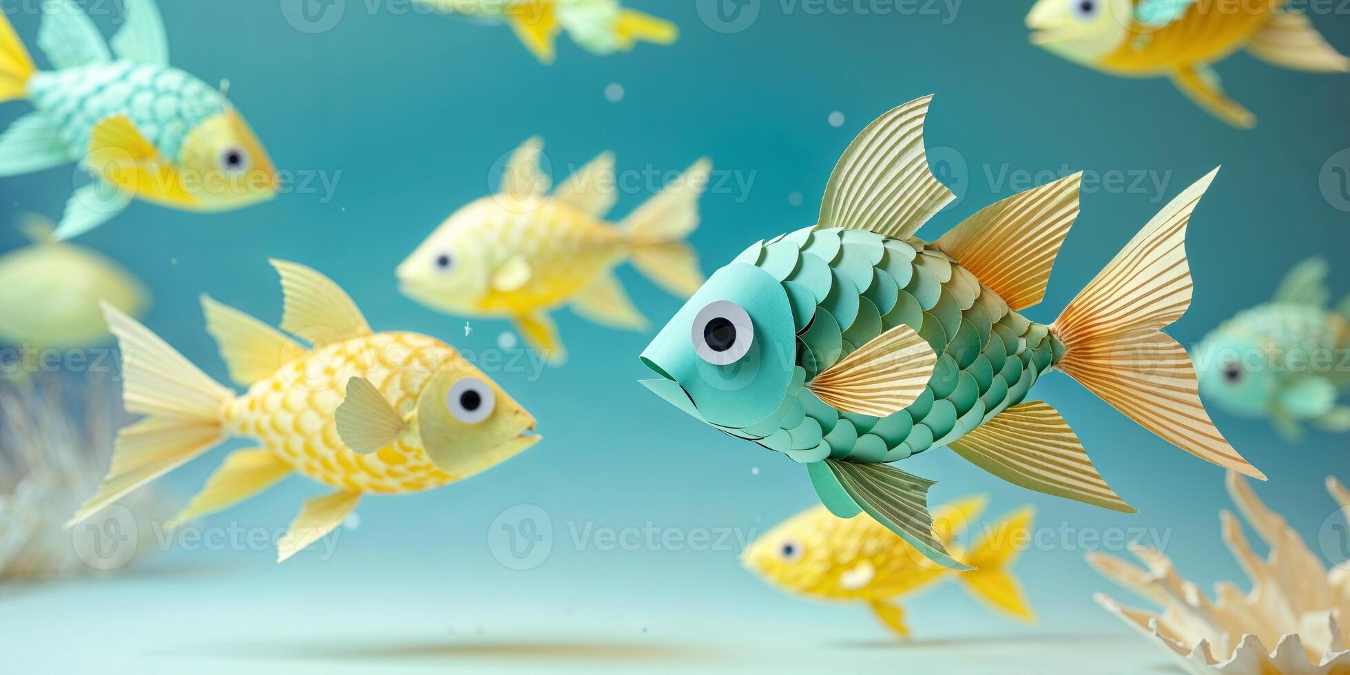Paper fish 3d wallpaper photo
