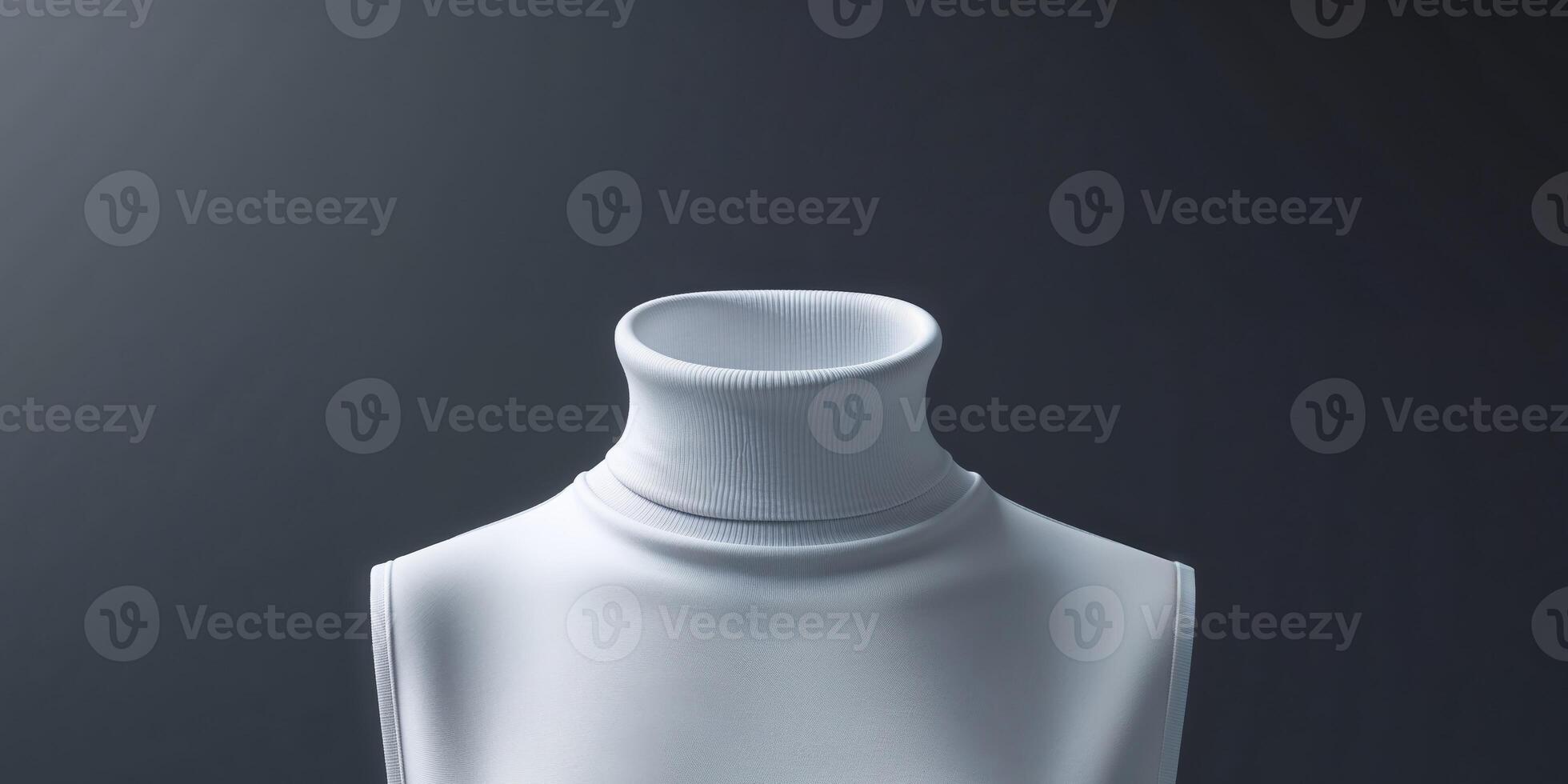 White Turtleneck Sleeveless Top on Dark Background Apparel Display Mockup. photo