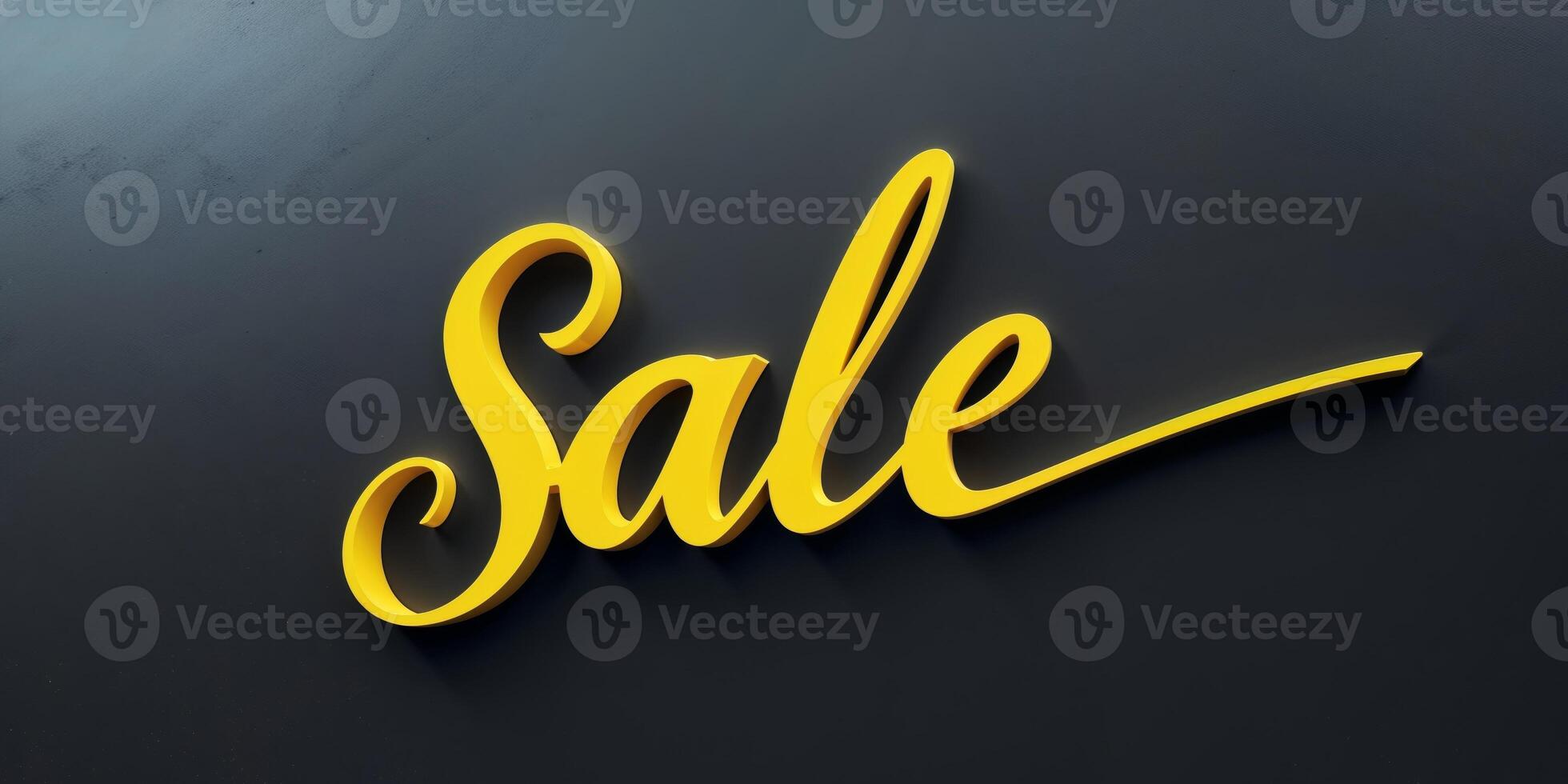 A sign with the word Sale written in yellow on a black background photo