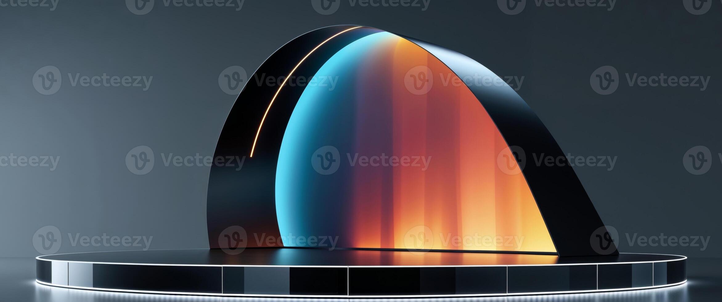 Abstract illuminated stage platform backdrop for product showcases and presentations photo