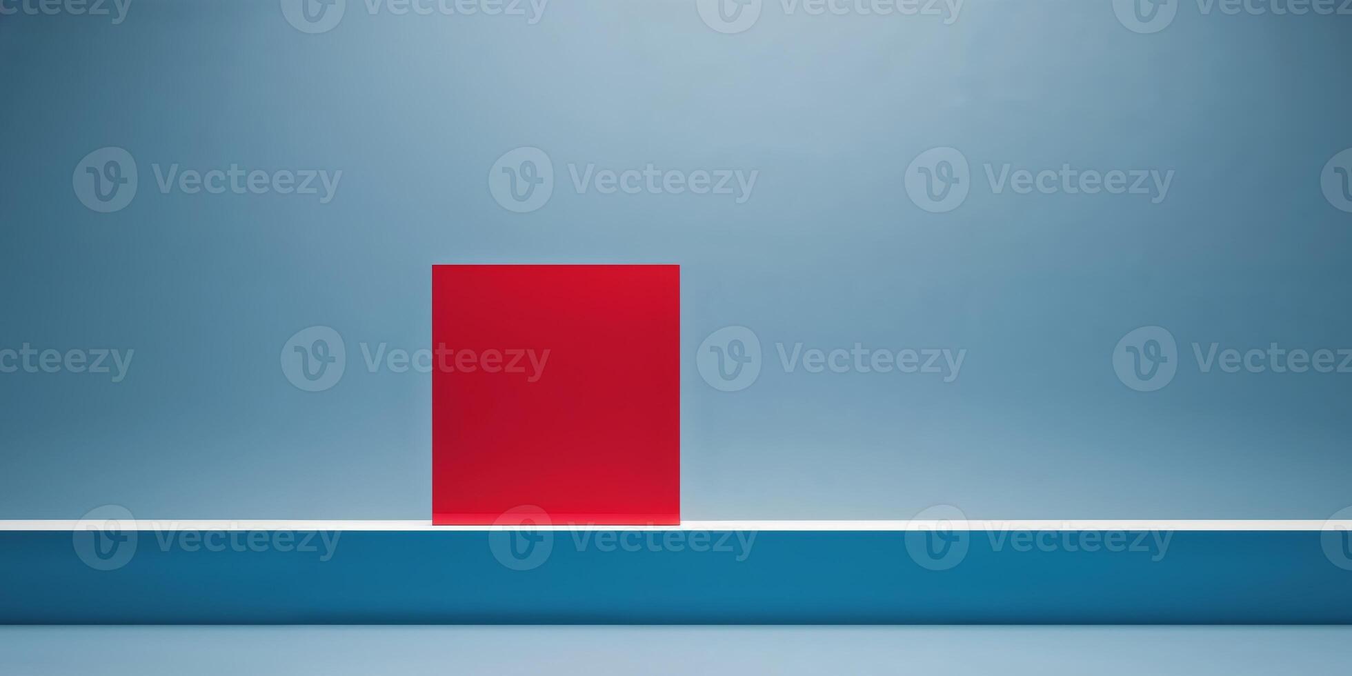 A red square on a blue wall photo
