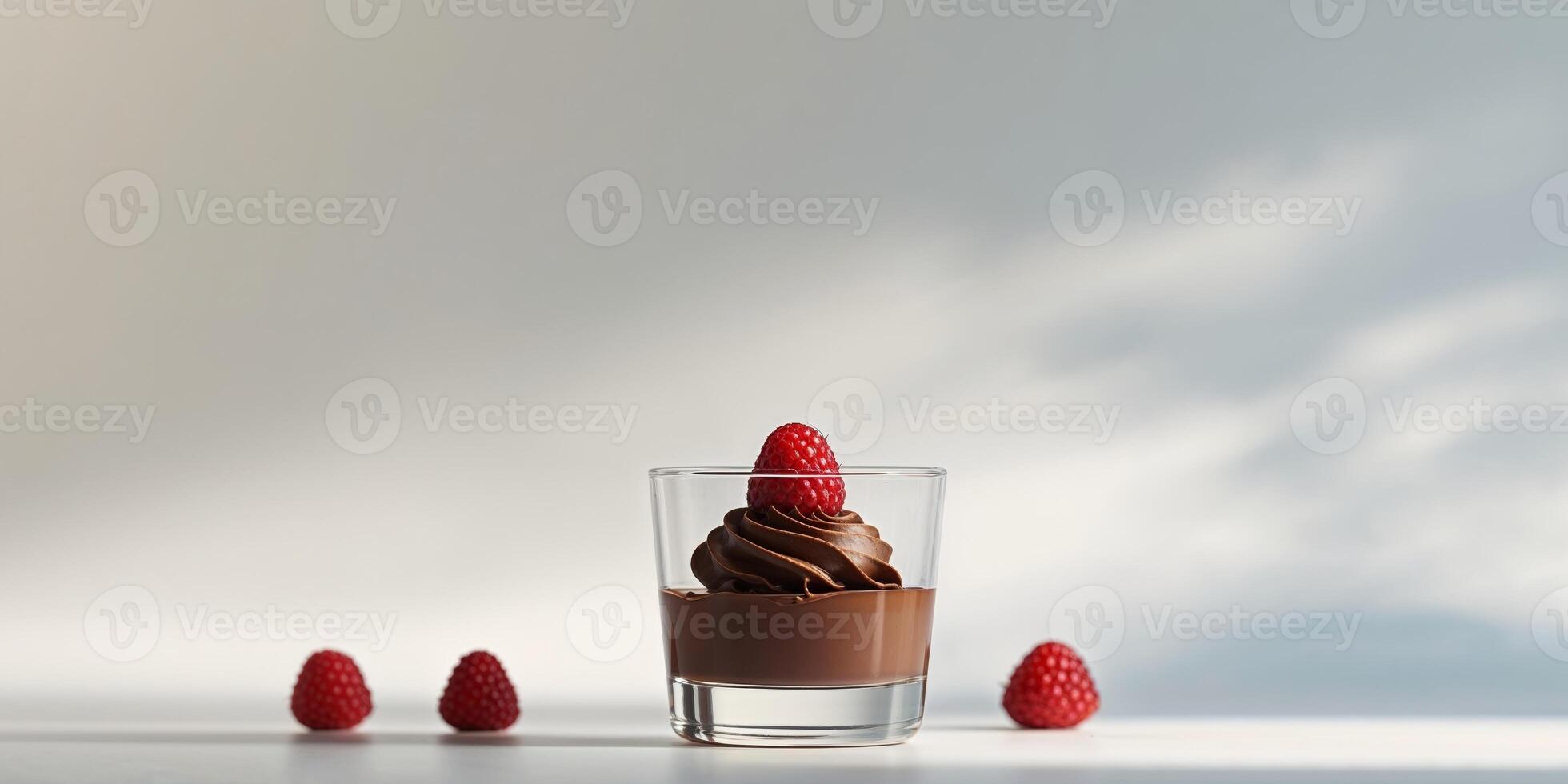Rich Chocolate Raspberry Dessert in Glass. photo