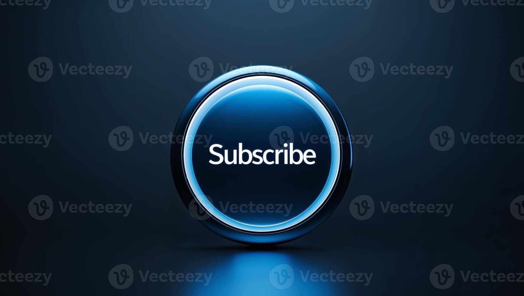 A Glowing Blue Subscribe Button Displayed on a Dark Background. photo