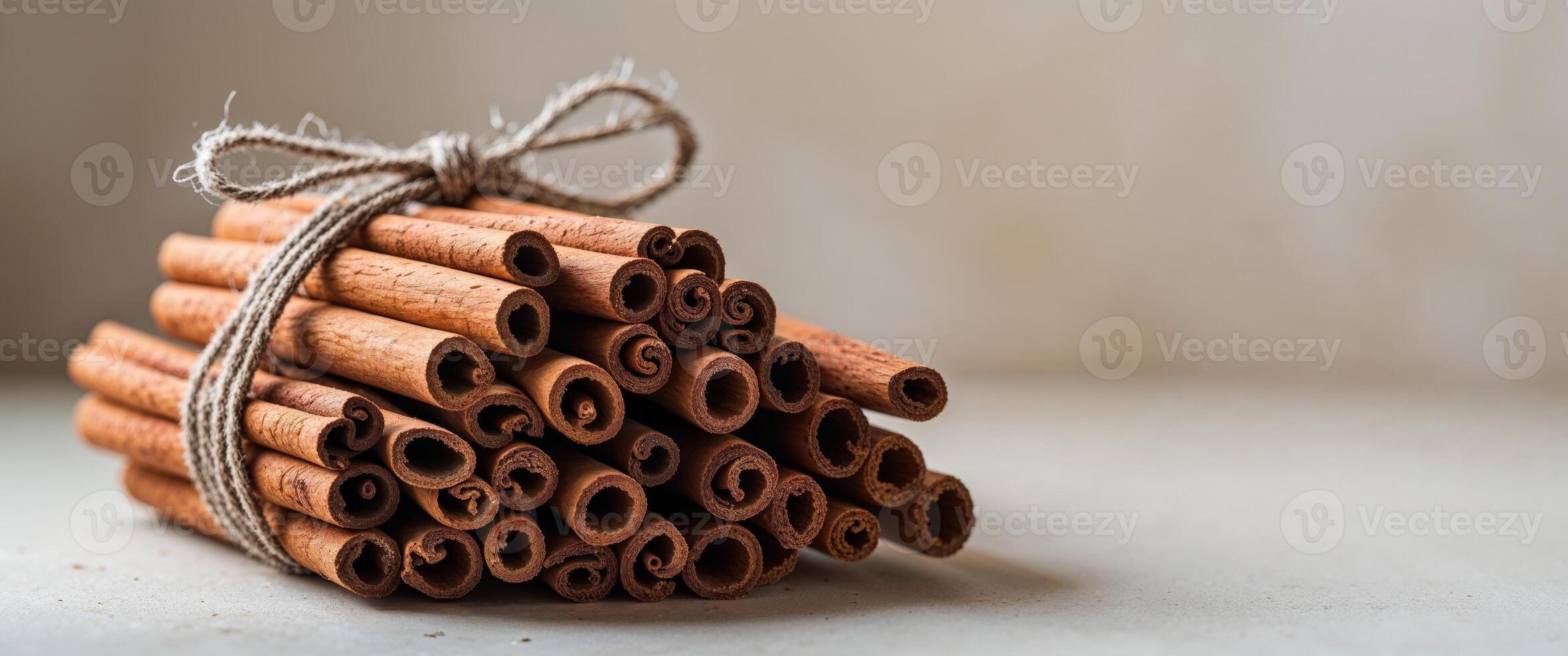 Bundle of Cinnamon Sticks Tied with Twine photo