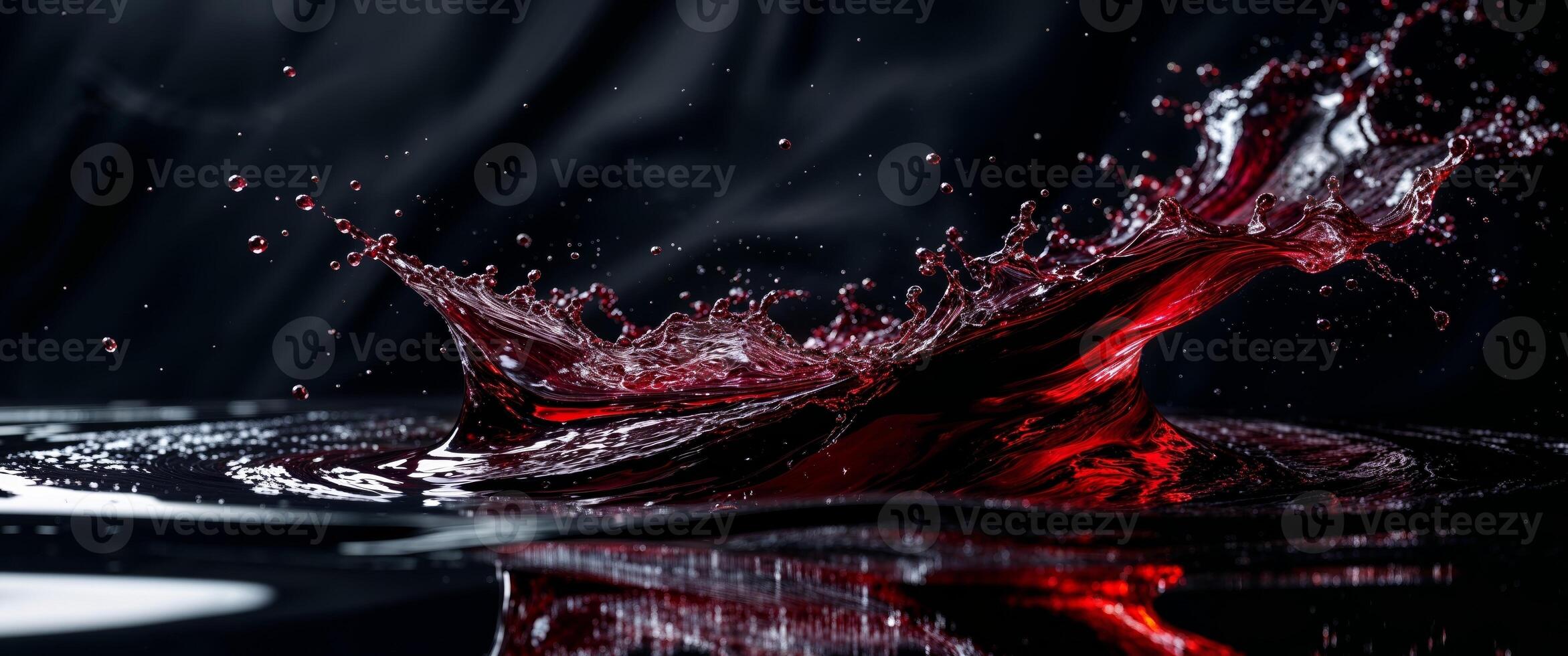 Mesmerizing Red Wine Flowing Gracefully in Slow Motion with Stunning Reflections. photo