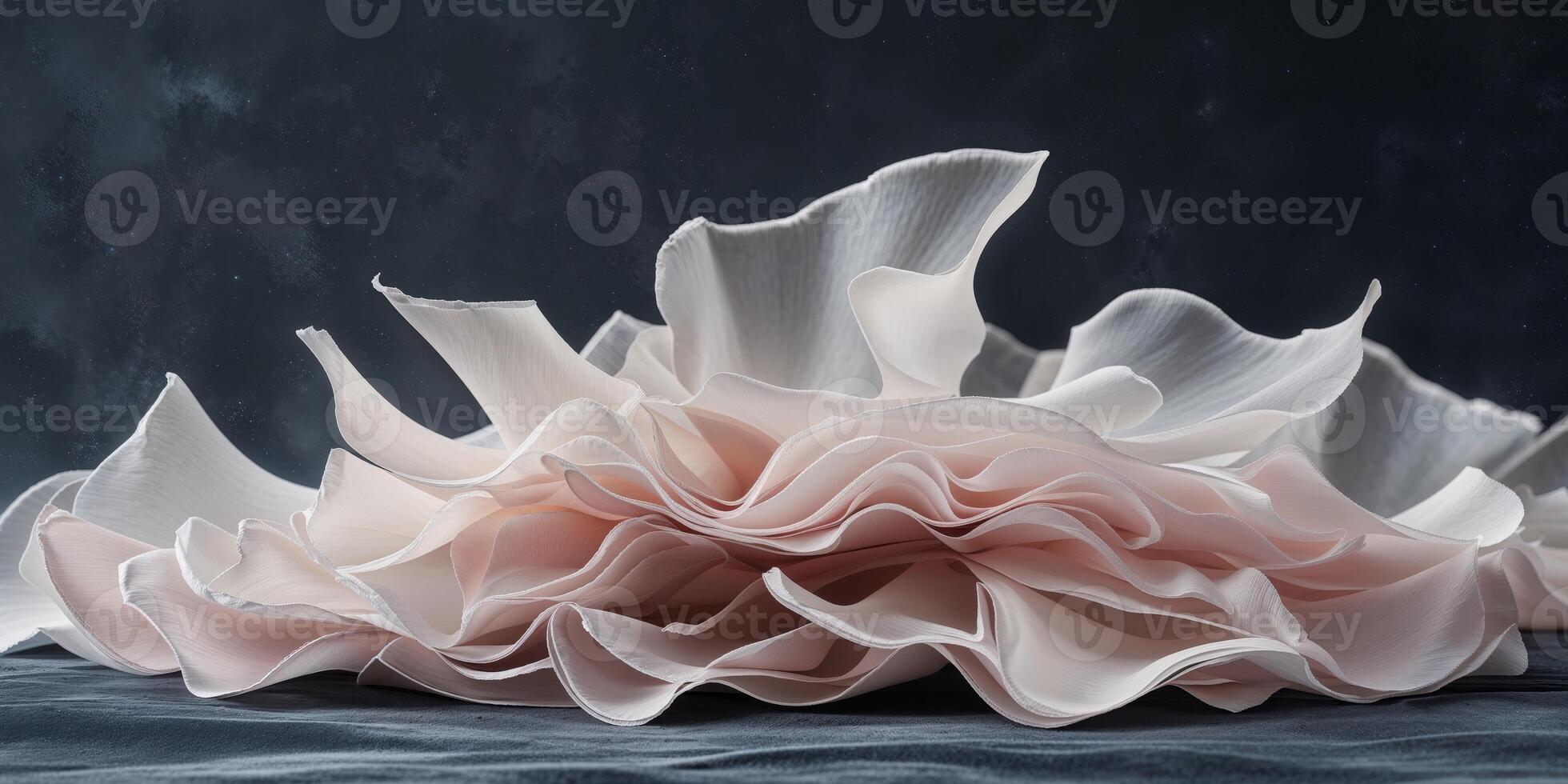 Dark Background with Abstract Flower Petals Stacked in Flat Lay Composition photo