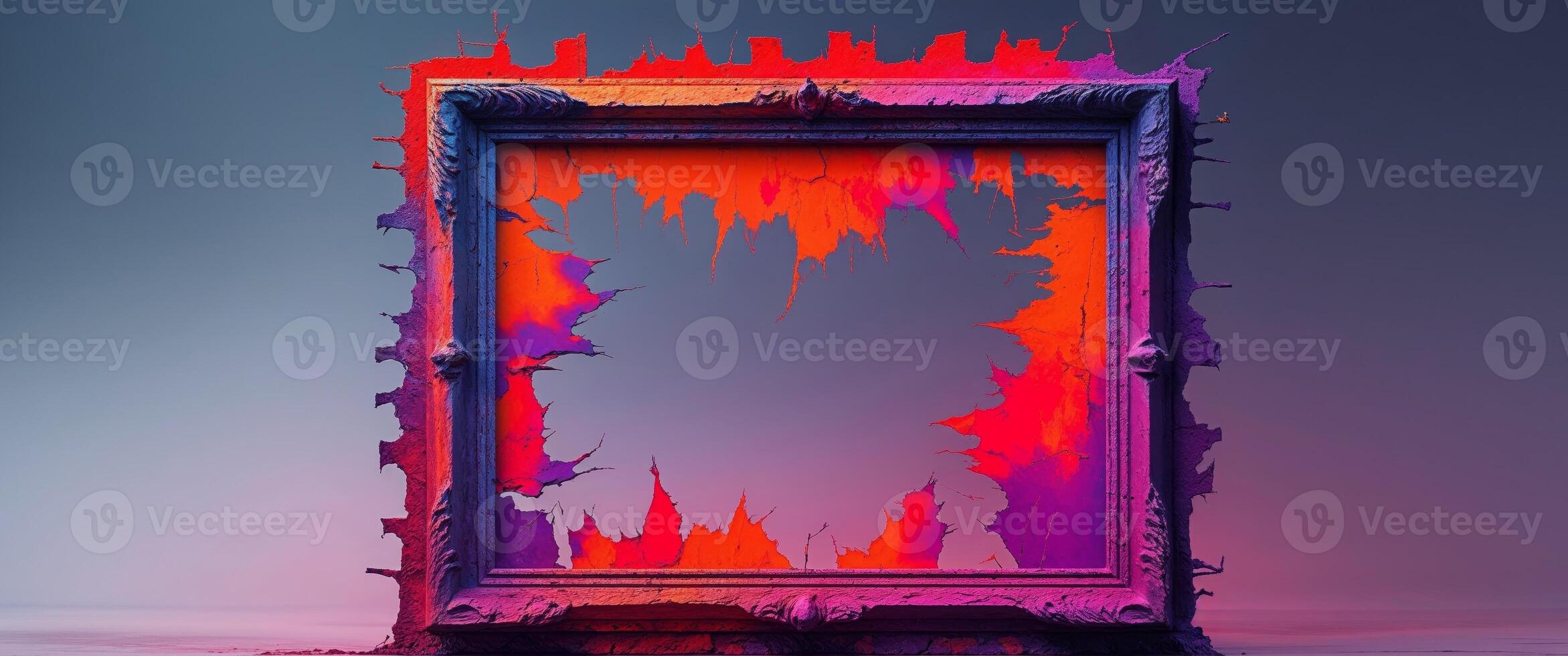 A frame with a colorful paint splattered on it photo