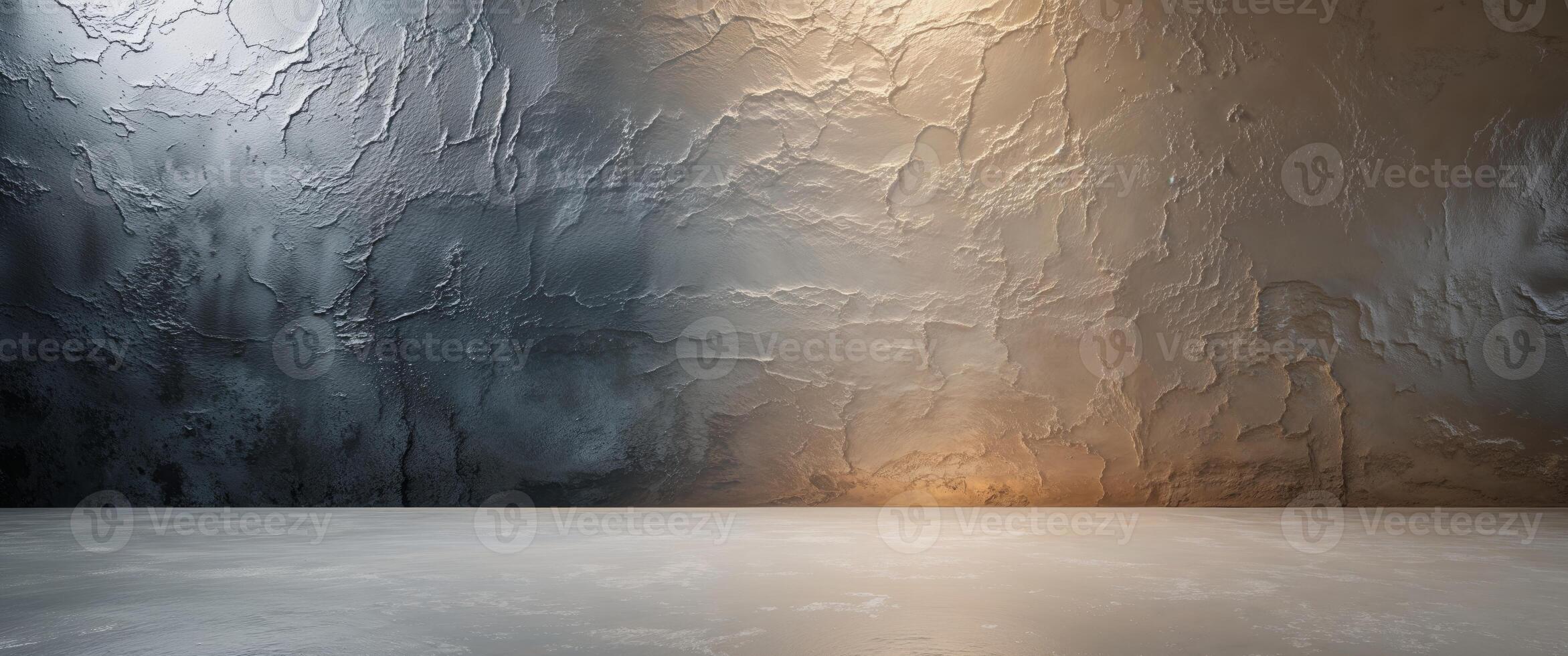 Textured metal background with a gradient transition from gray to soft beige hues reflecting industrial elegance and design trends. photo