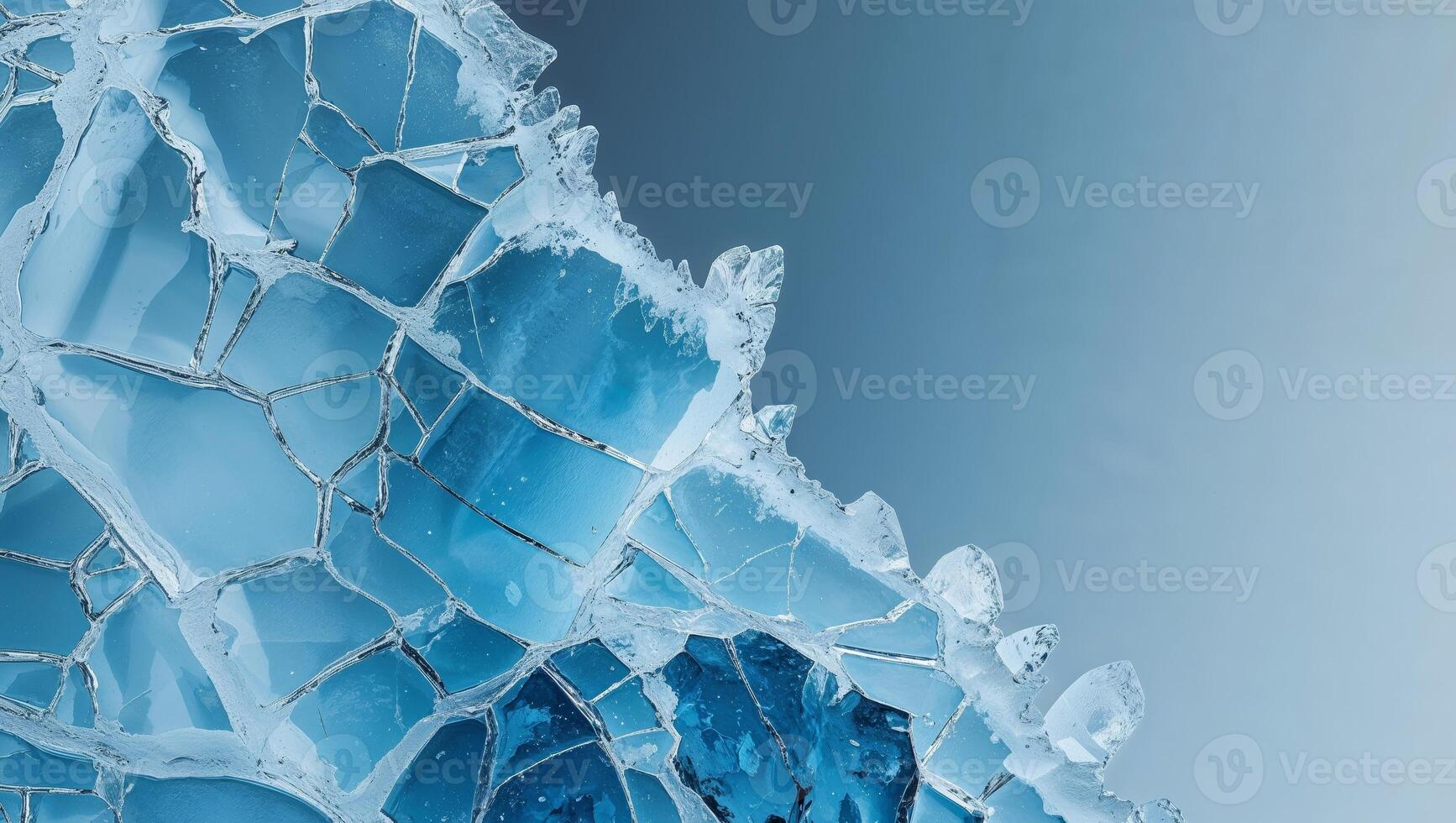 Abstract texture of cracked ice shades of blue background design photo